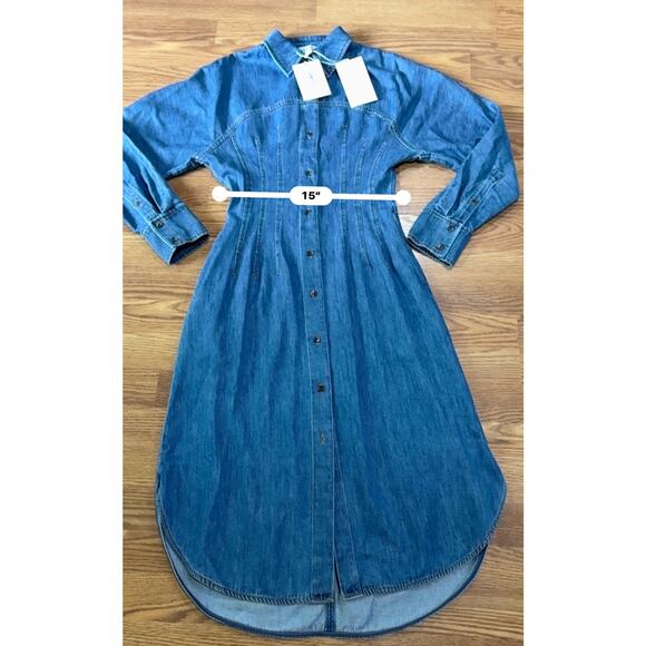 COS  OVERSIZED WAISTED DENIM MIDI SHIRT DRESS SIZE 4/ small - Picture 5 of 12